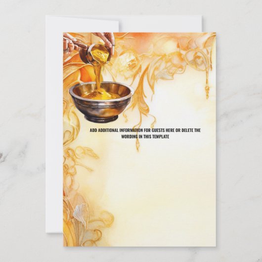 Haldi Indiase bruid wordt Haladi bruiloft Kaart (Achterkant)