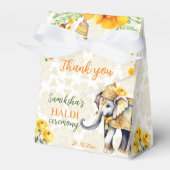 Haldi Indiase bruiloft olifant gele bloemen gunst Bedankdoosjes (Voorkant Zijde)