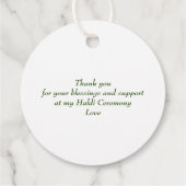 Haldi Indiase bruiloft olifant gele bloemen gunst Bedankjes Labels (Achterkant)