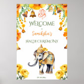 Haldi Indiase bruiloft olifant welkom teken Poster (Voorkant)