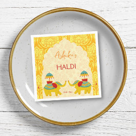 Haldi Indiase bruiloft olifanten geel Servet
