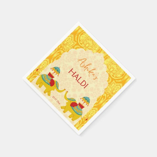 Haldi Indiase bruiloft olifanten geel Servet (Hoek)