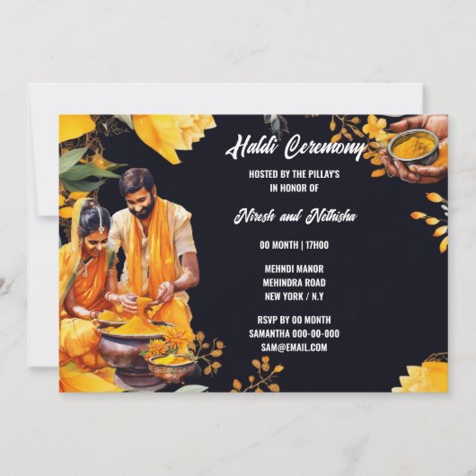 Haldi Indiase zuiveringsceremonie kurkuma bloemen Kaart (Voorkant)