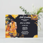 Haldi Indiase zuiveringsceremonie kurkuma bloemen Kaart (Staand voorkant)