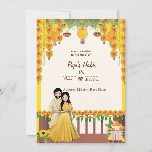 Haldi Invitation Kaart (Voorkant)