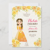 Haldi Invitation met een schattig meisje gele roze Kaart (Voorkant)