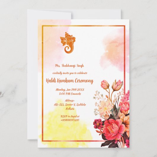 Haldi Kumkum-ceremonie Kaart (Voorkant)