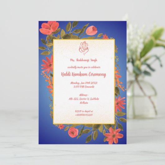 Haldi Kumkum ceremonie Kaart (Staand voorkant)