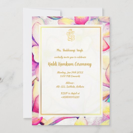 Haldi Kumkum-ceremonie Kaart (Voorkant)