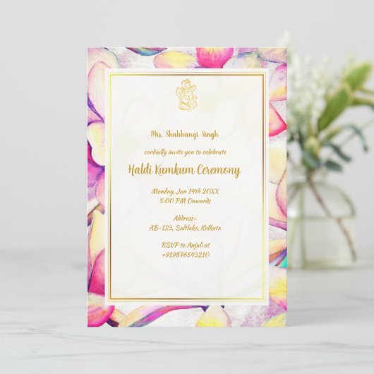 Haldi Kumkum-ceremonie Kaart (Staand voorkant)
