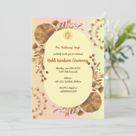 Haldi Kumkum ceremonie Kaart (Staand voorkant)