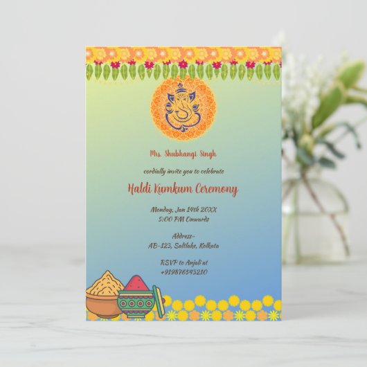 Haldi Kumkum ceremonie Kaart (Staand voorkant)