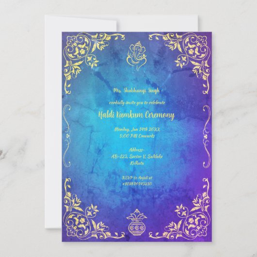 Haldi Kumkum-ceremonie Kaart (Voorkant)