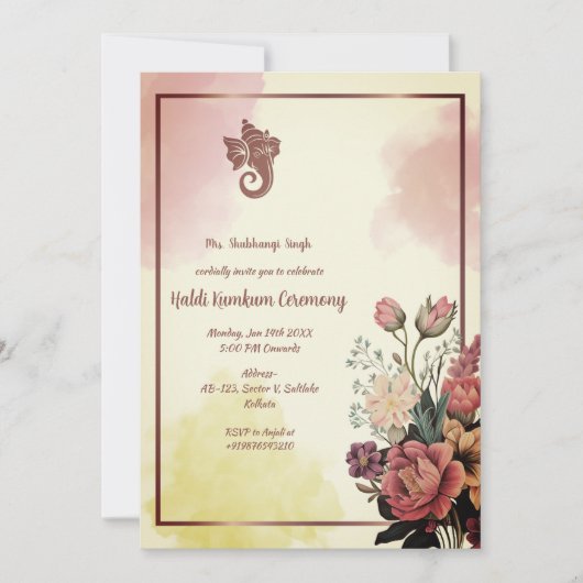 Haldi Kumkum-ceremonie Kaart (Voorkant)