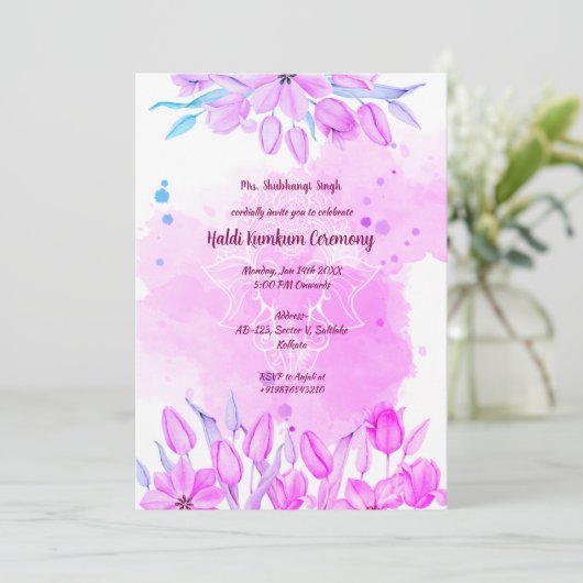 Haldi Kumkum-ceremonie Kaart (Staand voorkant)