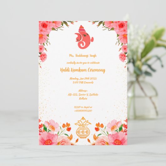 Haldi Kumkum ceremonie Kaart (Staand voorkant)