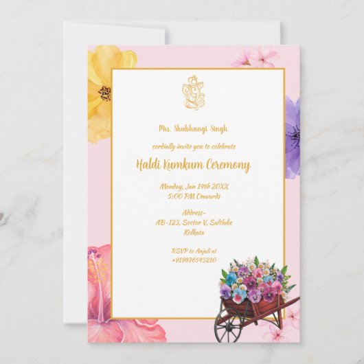 Haldi Kumkum-ceremonie Kaart (Voorkant)