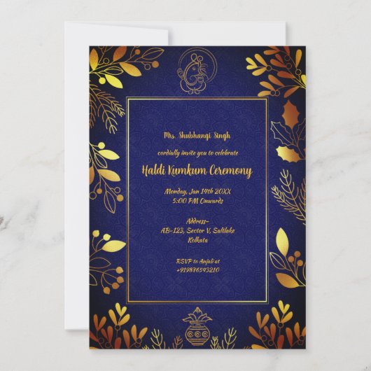 Haldi Kumkum-ceremonie Kaart (Voorkant)