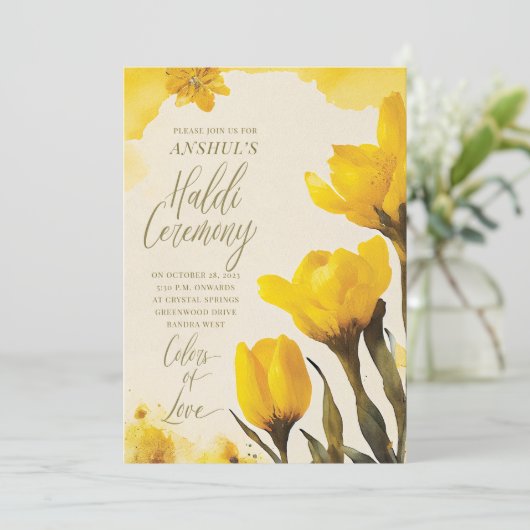 Haldi Kumkum Uitnodigingskaart Kaart (Staand voorkant)