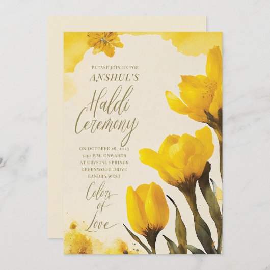 Haldi Kumkum Uitnodigingskaart Kaart (Voorkant / Achterkant)