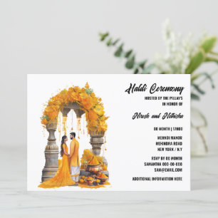 Haldi kurkuma bloemen voor bruiloft zegeningen fam kaart