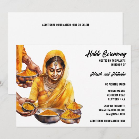 Haldi kurkuma Indische pre huwelijksceremonie eleg Kaart (Voorkant / Achterkant)