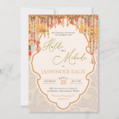 Haldi Mehndi huwelijksceremonie Indian Sangeet Kaart (Voorkant)