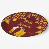 Haldi Mehndi Sangeet Indiase bruiloft kastanjebrui Papieren Bordje (Gekanteld)