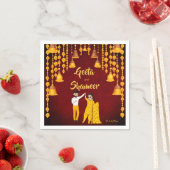 Haldi Mehndi Sangeet Indiase trouw maroon geel Servet (Insitu)