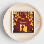 Haldi Mehndi Sangeet Indiase trouw maroon geel Servet