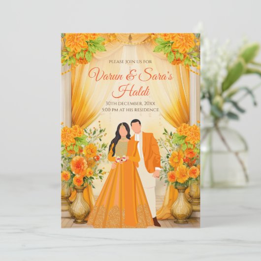 Haldi nodigt Digital Haldi uit Kaart (Staand voorkant)