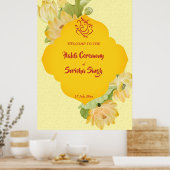 Haldi pithi gele lotus bloemen welkom teken poster (Keuken)