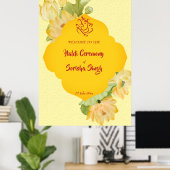 Haldi pithi gele lotus bloemen welkom teken poster (Thuiskantoor)