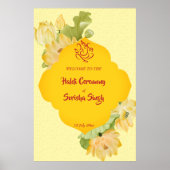 Haldi pithi gele lotus bloemen welkom teken poster (Voorkant)