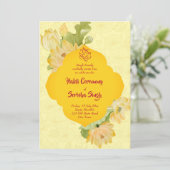 Haldi pithi gele lotusbloemen nodigen sjabloon uit kaart (Staand voorkant)