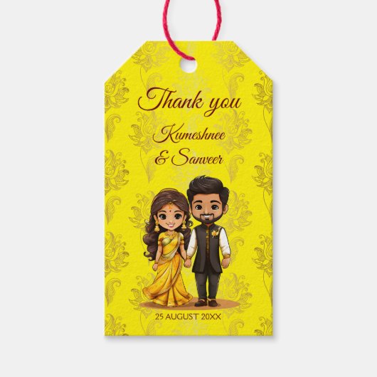 Haldi Sangeet Indiase bruiloft dank u gunst Cadeaulabel (Voorkant)