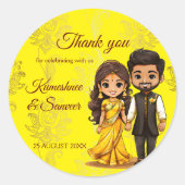 Haldi Sanget Indiase bruiloft dank u gunst Ronde Sticker (Voorkant)