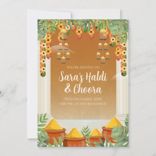 Haldi uitnodigingen Digitale Choora uitnodigingen (Voorkant)