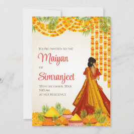 Haldi uitnodigingen & Pithi nodigt Maiyan uit