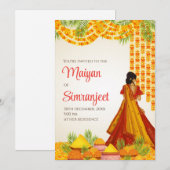 Haldi uitnodigingen & Pithi nodigt Maiyan uit (Voorkant / Achterkant)