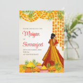 Haldi uitnodigingen & Pithi uitnodigingen Maiyan u (Staand voorkant)