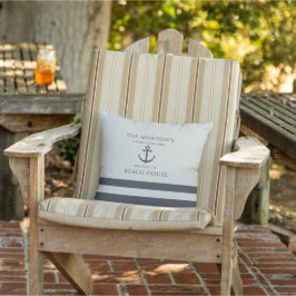 Hale Blauw en Zeezout Anker Familie Strandhuis Buitenkussen