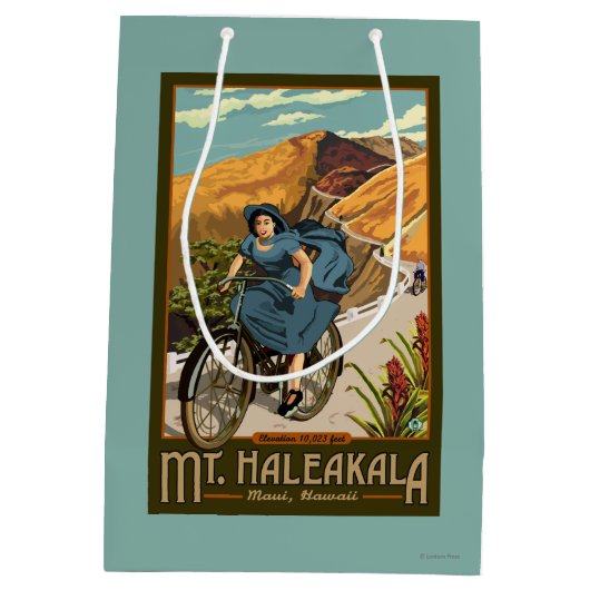 Haleakala Bicycle Rides Hawaii Medium Cadeauzakje (Achterkant)