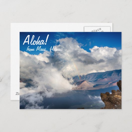 Haleakala Crater met regenboog op Maui, Hawaii Briefkaart (Voorkant / Achterkant)