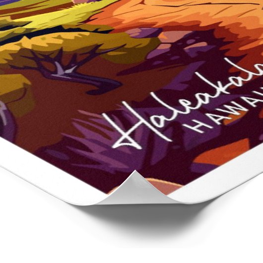 Haleakala Hawaii reizen  illustratie Poster (Hoek)