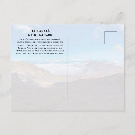 Haleakala-krater, top, Nationaal park Haleakala Briefkaart (Achterkant)