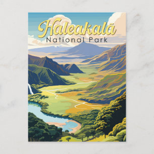 Haleakala Nationaal Park Illustratie Retro Briefkaart