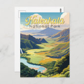 Haleakala Nationaal Park Illustratie Retro Briefkaart (Voorkant / Achterkant)