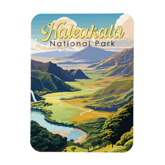 Haleakala Nationaal Park Illustratie Retro Magneet (Verticaal)