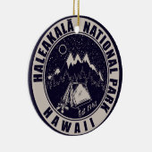Haleakalā National Park Hawaii Retro Emblem Keramisch Ornament (Rechts)